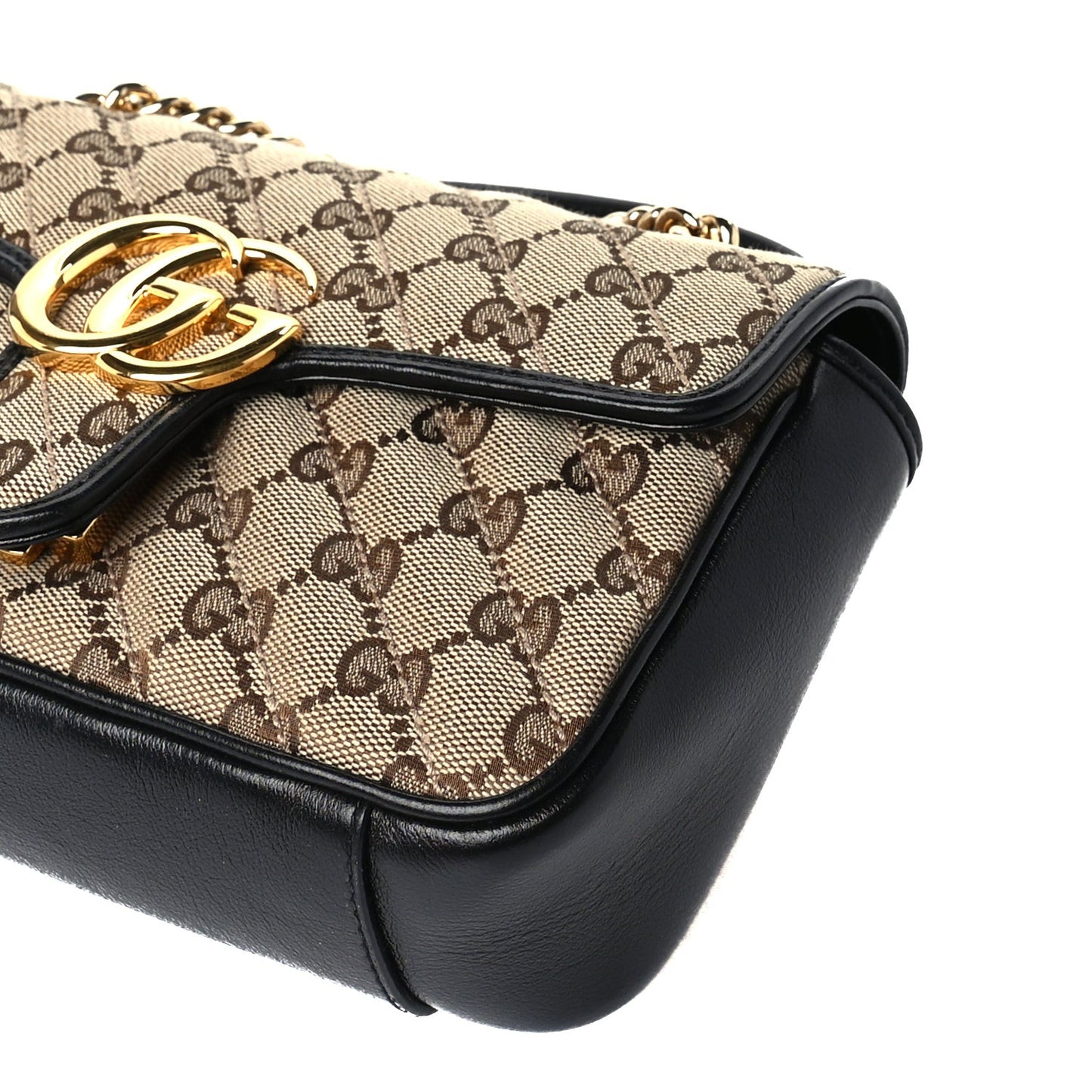 Monogram Matelasse Diagonal Mini GG Marmont Shoulder Bag Beige Black