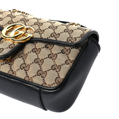 Gucci Monogram Matelasse Diagonal Mini GG Marmont Shoulder Bag Beige Black 9 of 9