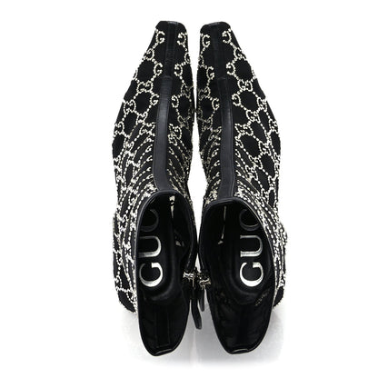 Gucci Tela Retino Kid Scamosciato Crystal GG Monogram Square Demi Boot 37 Black 5 of 8