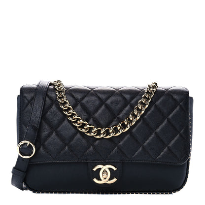 Chanel Caviar Quilted Large Studded Flap Black 1 of 10
