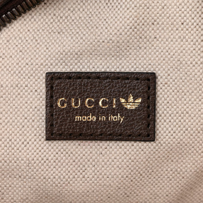 Gucci X ADIDAS Crystal Vintage Monogram Textured Dollar Calfskin Web Trefoil Small Ophidia Round Shoulder Bag Mid Natural Nut Off White New Acero 6 of 10