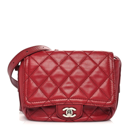 Chanel Lambskin Quilted Messenger Bag Red 1 of 9