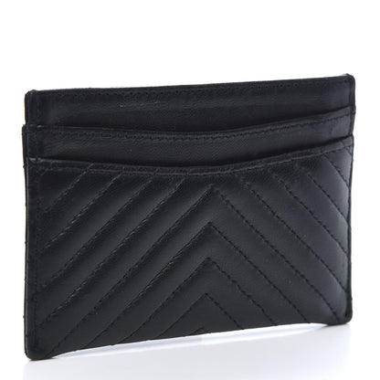 Chanel Lambskin Chevron Quilted Card Holder So Black 3 of 10