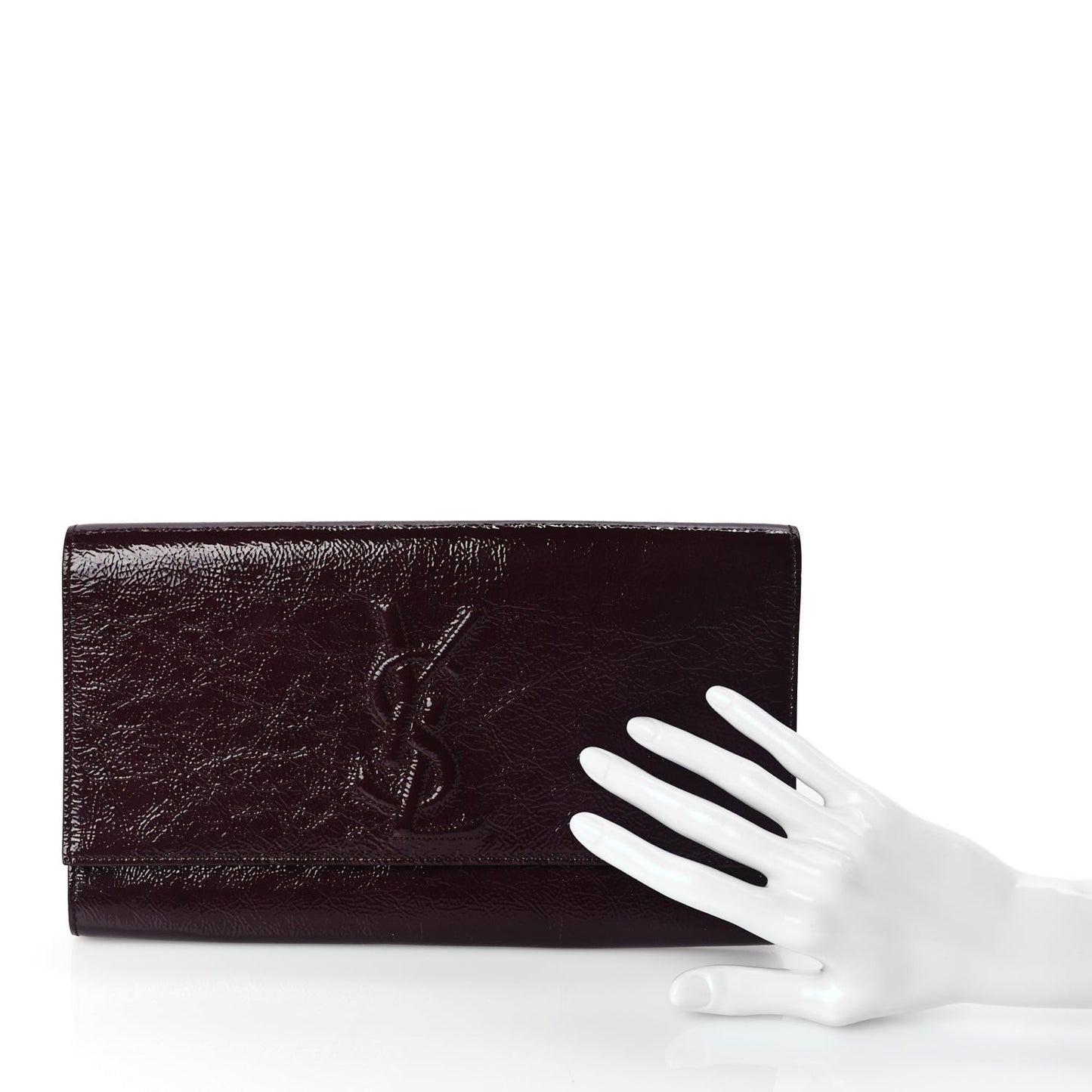 Textured Patent Monogram Large Belle De Jour Clutch Burgundy