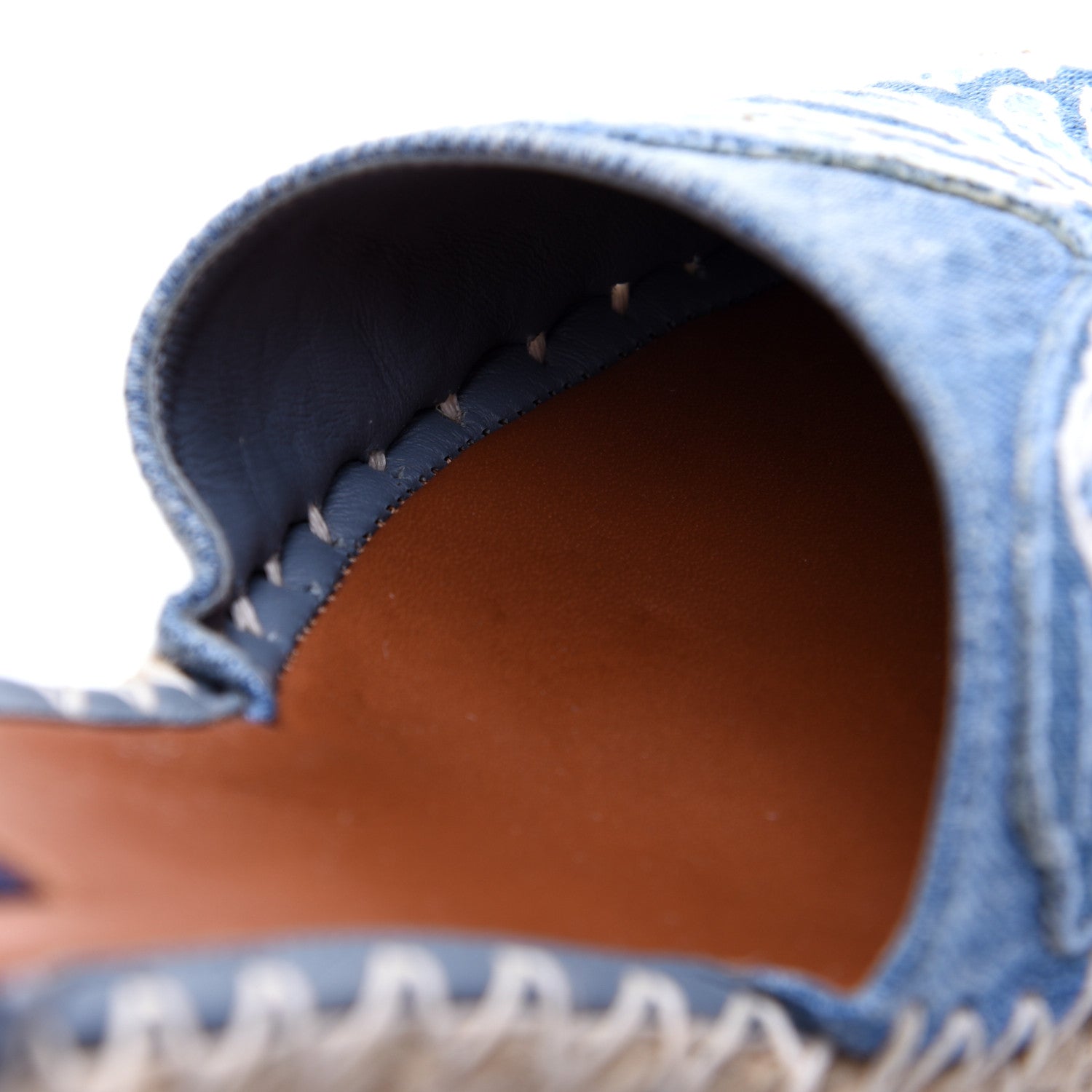 Valentino Garavani Denim Butterfly Embroidered Rockstud Ankle Wrap Espadrille 15/85mm Wedges 36 Light Denim 13 of 18