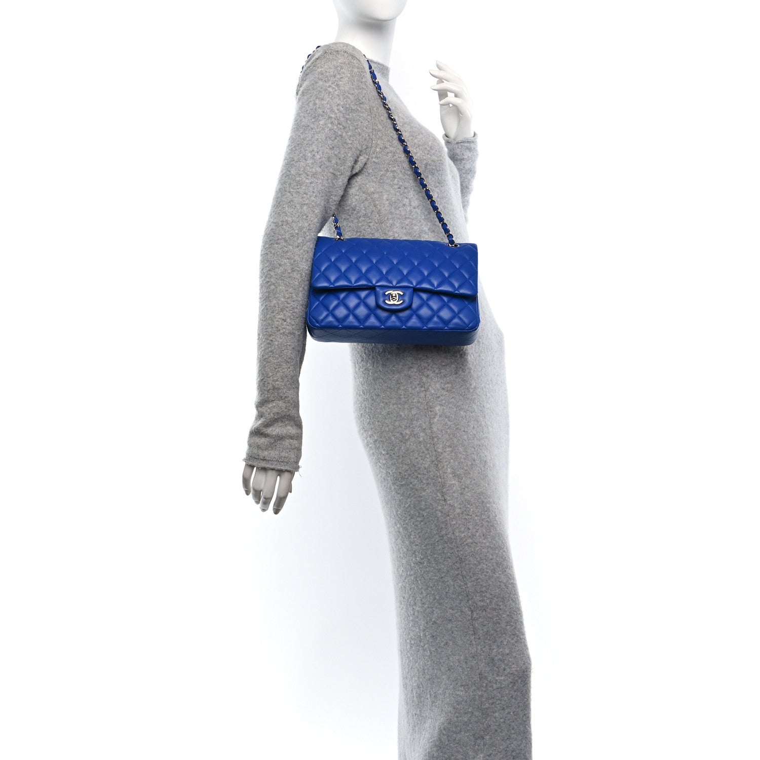 Chanel Lambskin Quilted Medium Double Flap Blue 2 of 11