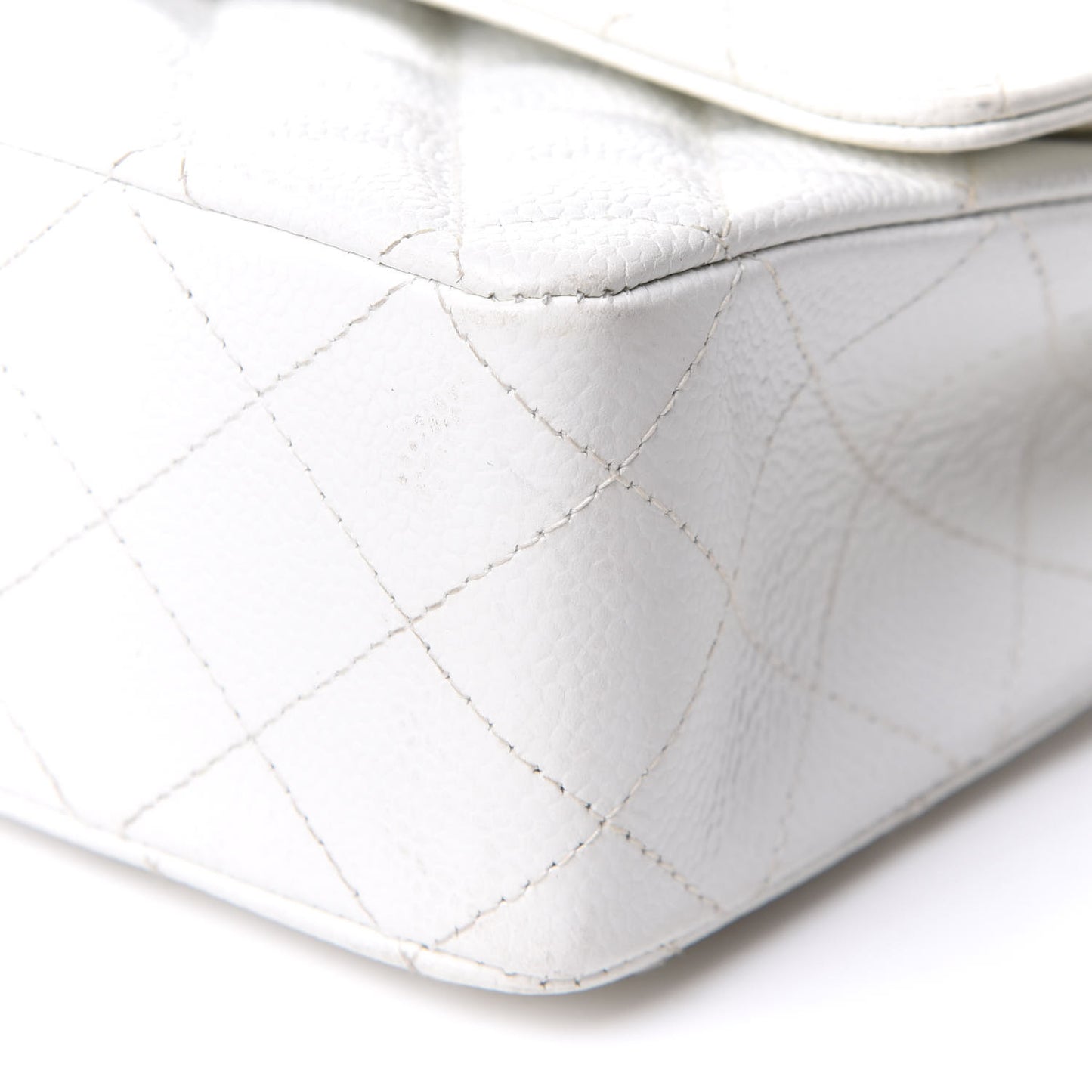 Caviar Quilted Medium Double Flap White
