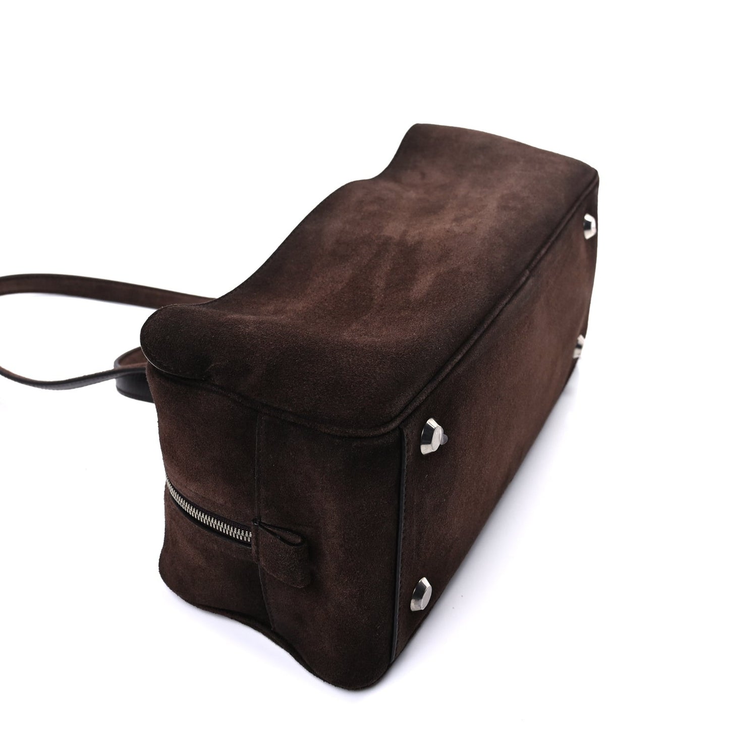 Suede Calfskin Small Carrie Bowling Bag Light Espresso
