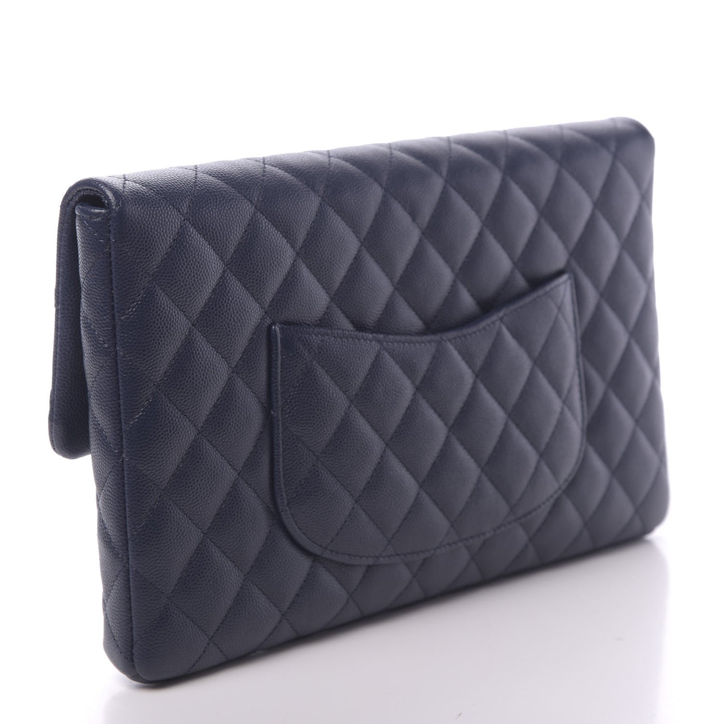 Caviar Quilted Flap Clutch Navy Blue
