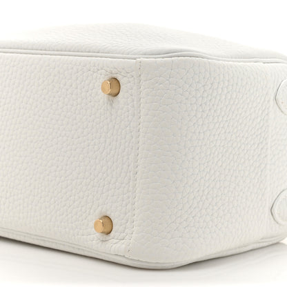 Hermes Taurillon Clemence Mini Lindy 20 New White 9 of 11