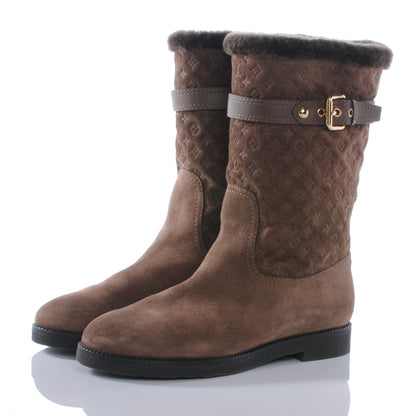 Louis Vuitton Suede Fur Wintry Boots 38 Brown 3 of 10