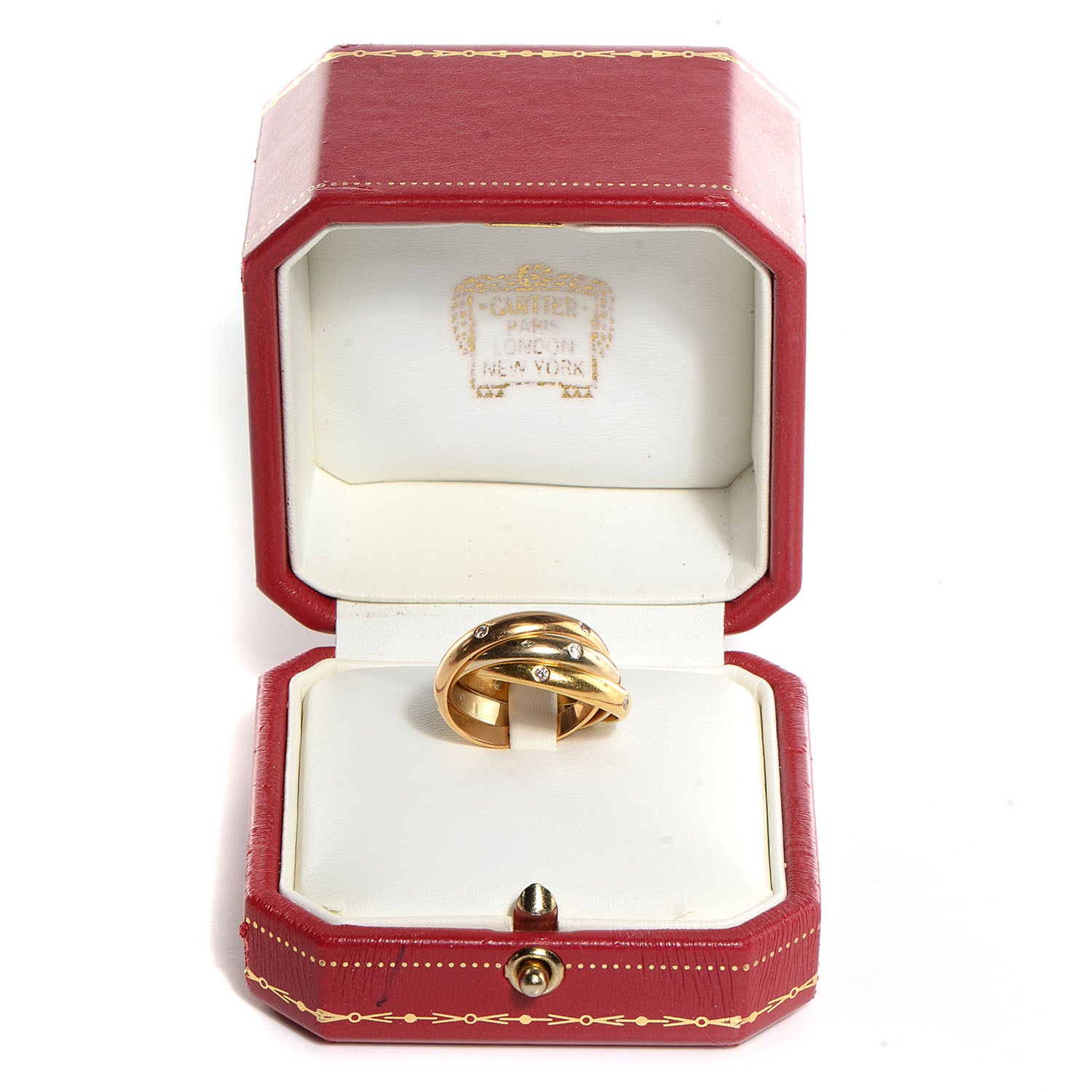 Cartier 18k Yellow Gold Diamond Trinity Rolling Ring 49 5 7 of 7