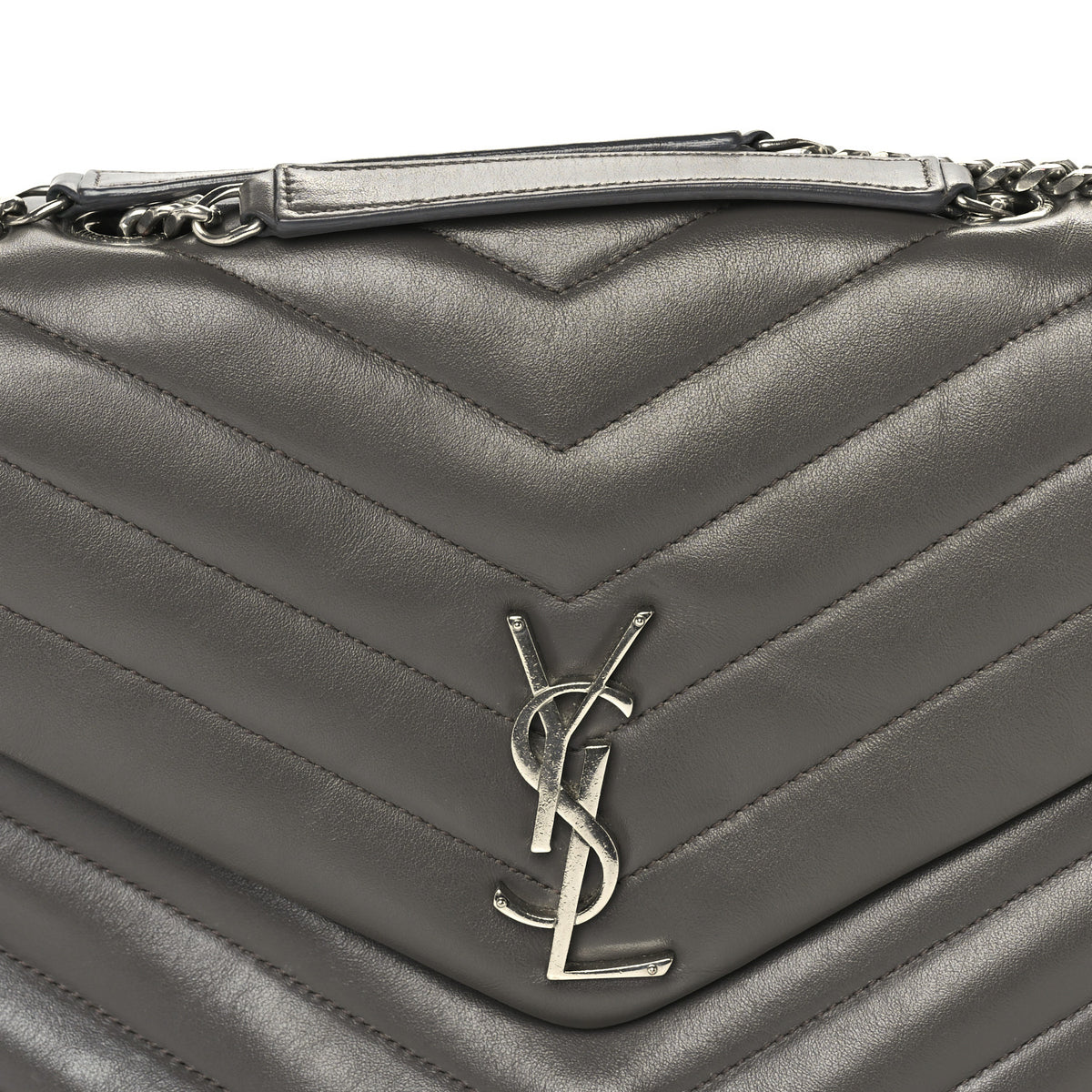 Saint Laurent Calfskin Y Quilted Monogram Medium Loulou Chain Satchel Fog 6 of 8