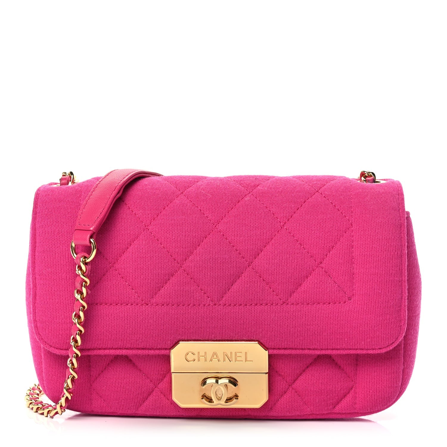 Chanel Jersey Quilted Mini Chic With Me Flap Pink 1 of 14