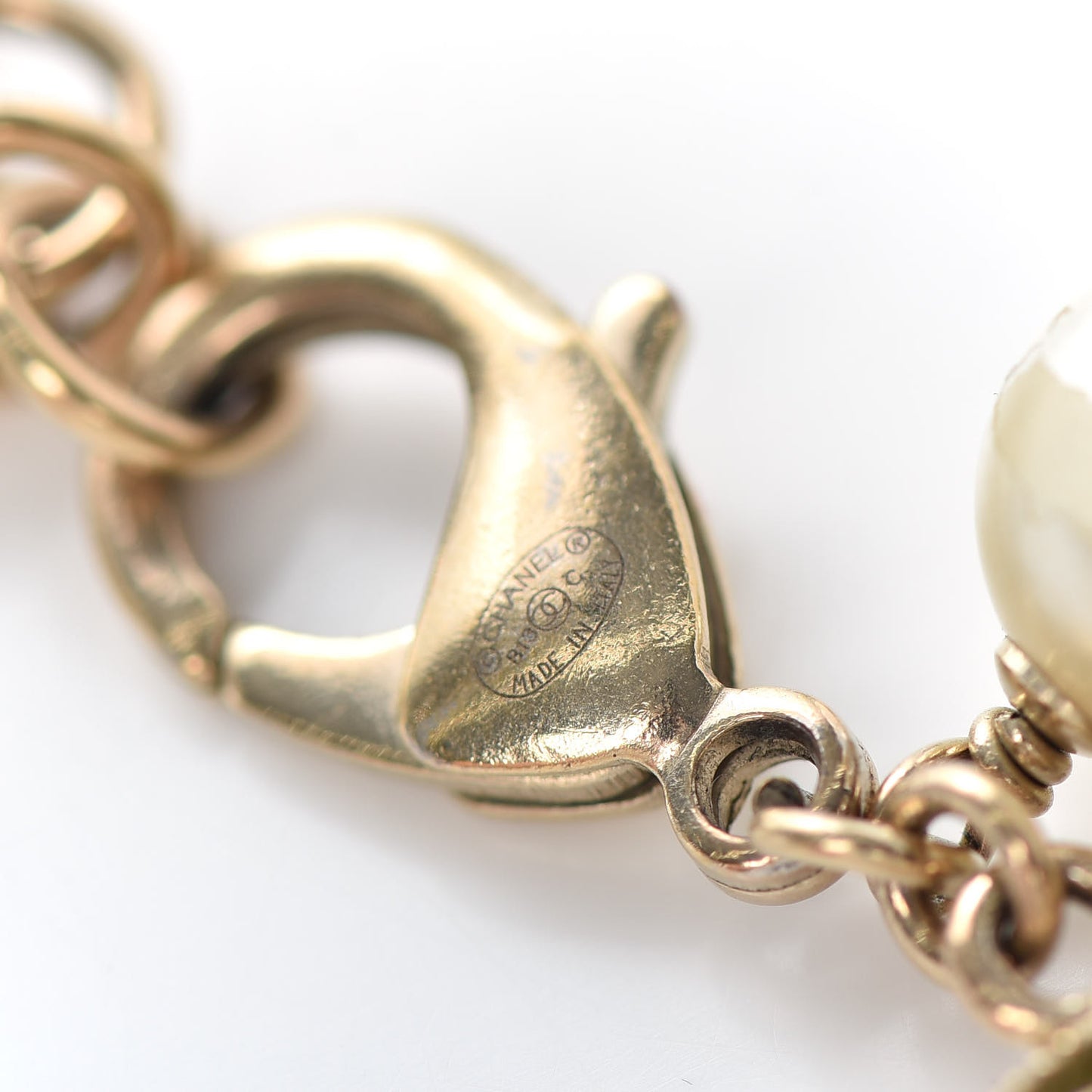 Pearl Beaded CC Bracelet Green Gold