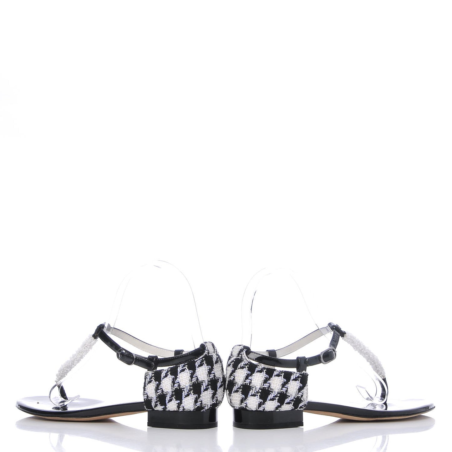 Patent Tweed CC Sandals 35.5 Black