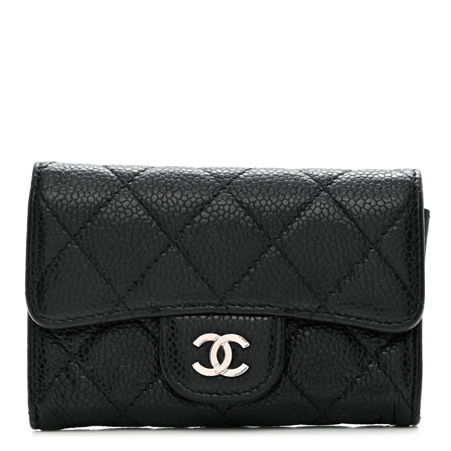 Chanel Caviar Quilted Flap Card Holder Wallet Black 1 of 8
