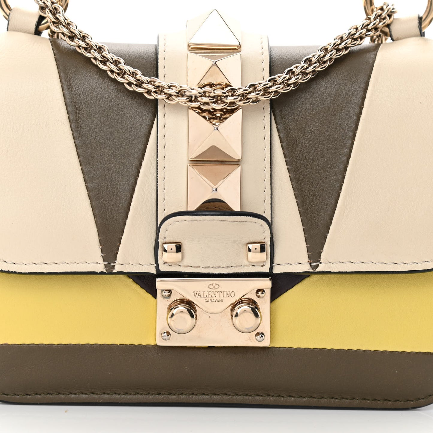 Vitello Colorblock Mini Glam Lock Rockstud Flap Multicolor