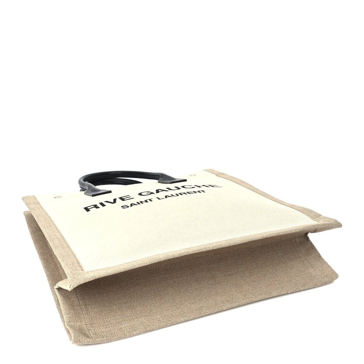 Linen Calfskin Rive Gauche North South Tote Optic White