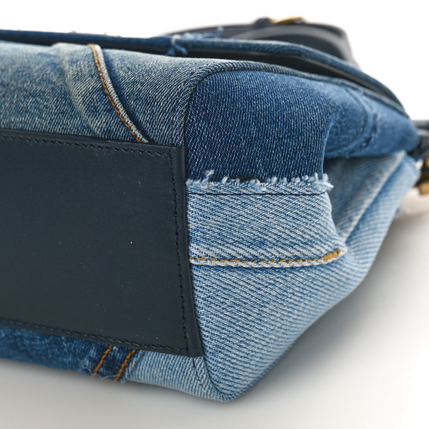 Dolce & Gabbana Calfskin Denim Patchwork Mini Miss Sicily Satchel Blue 8 of 8