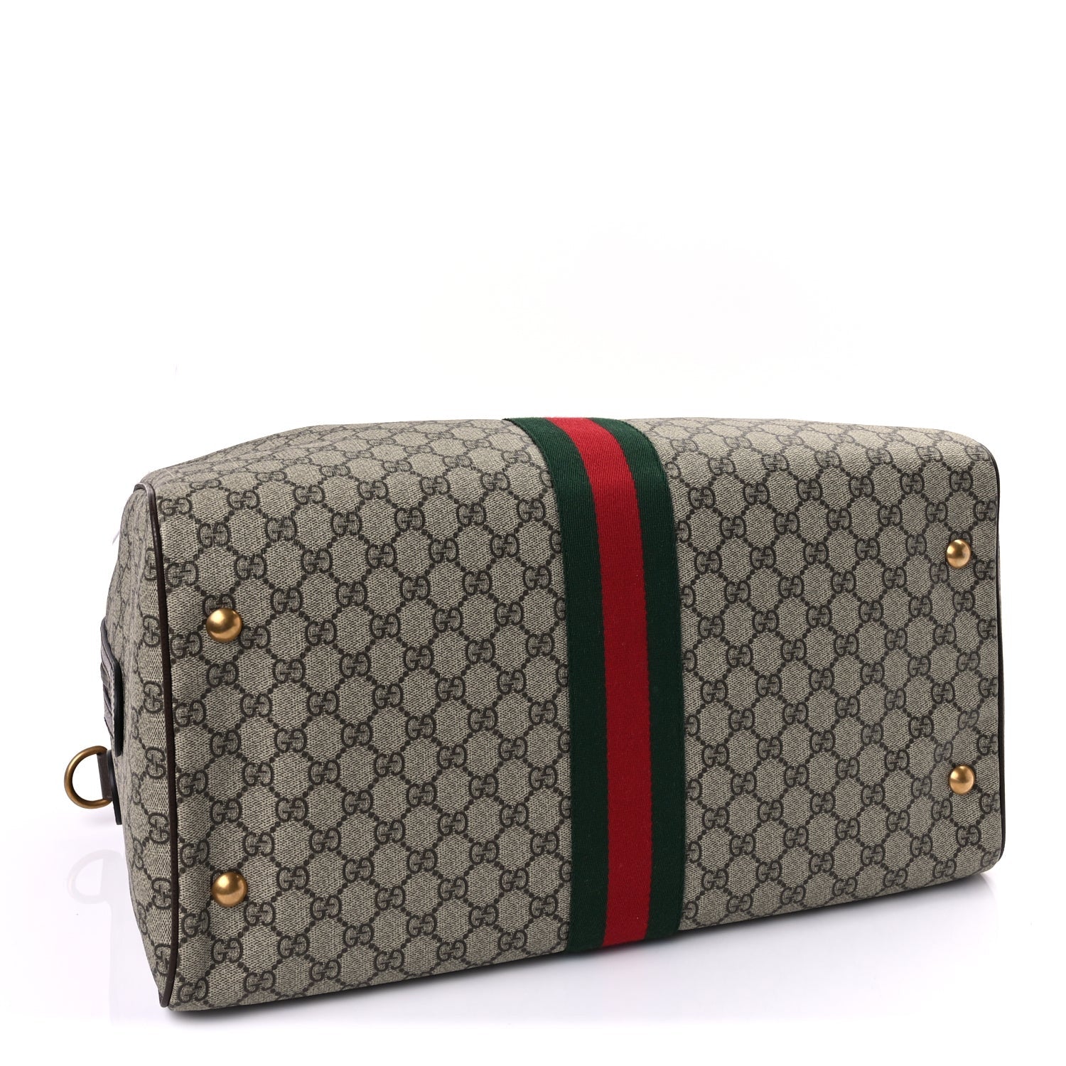 Gucci GG Supreme Monogram Textured Dollar Calfskin Web Medium Ophidia Carry-On Duffle Bag Beige Ebony New Acero 3 of 8
