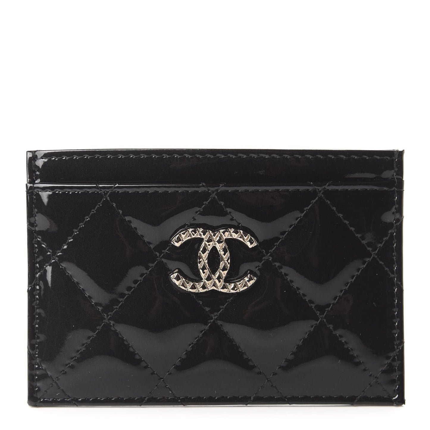 Patent Quilted Brilliant Card Holder Black
