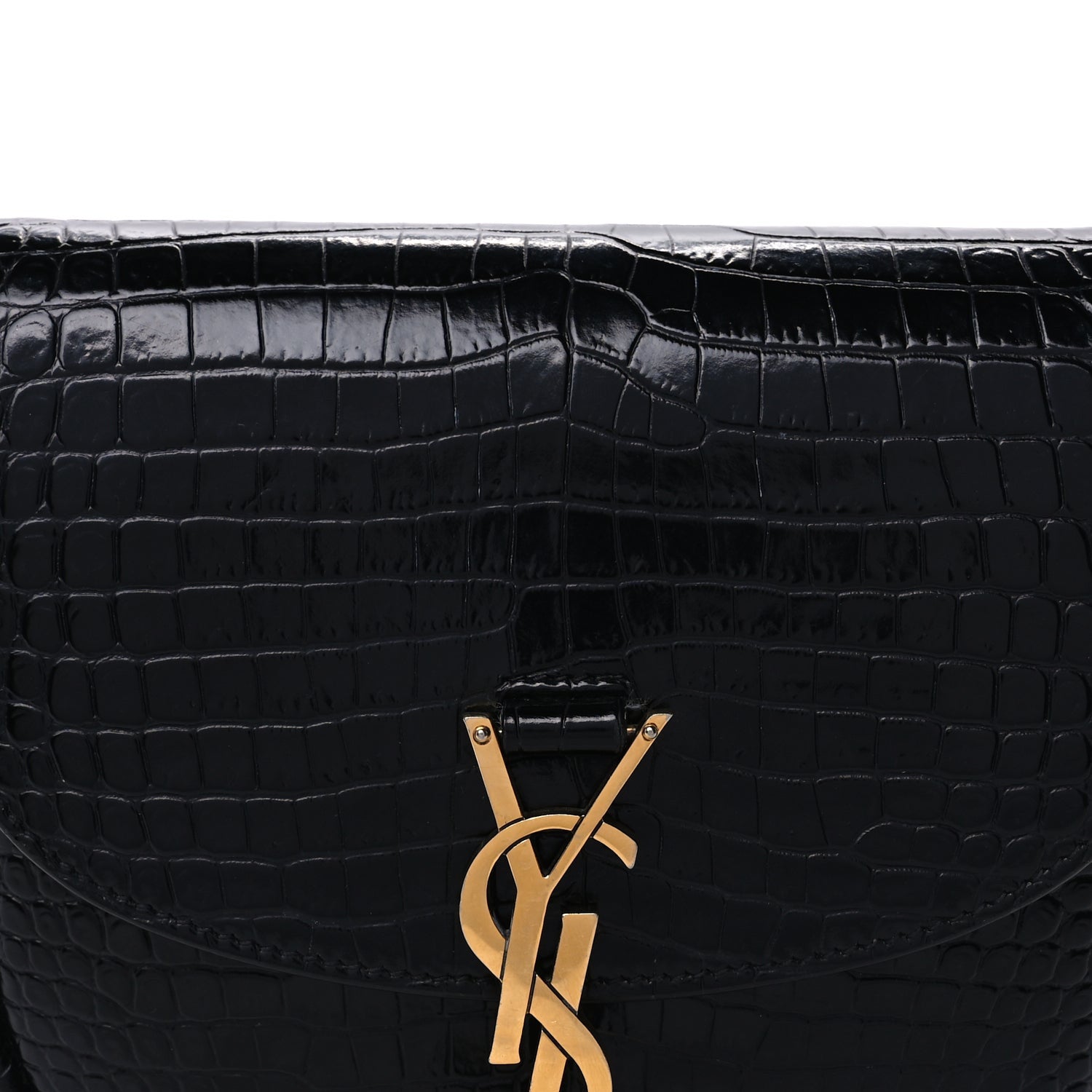 Saint Laurent Crocodile Embossed Calfskin Small Kaia Satchel Black 6 of 8