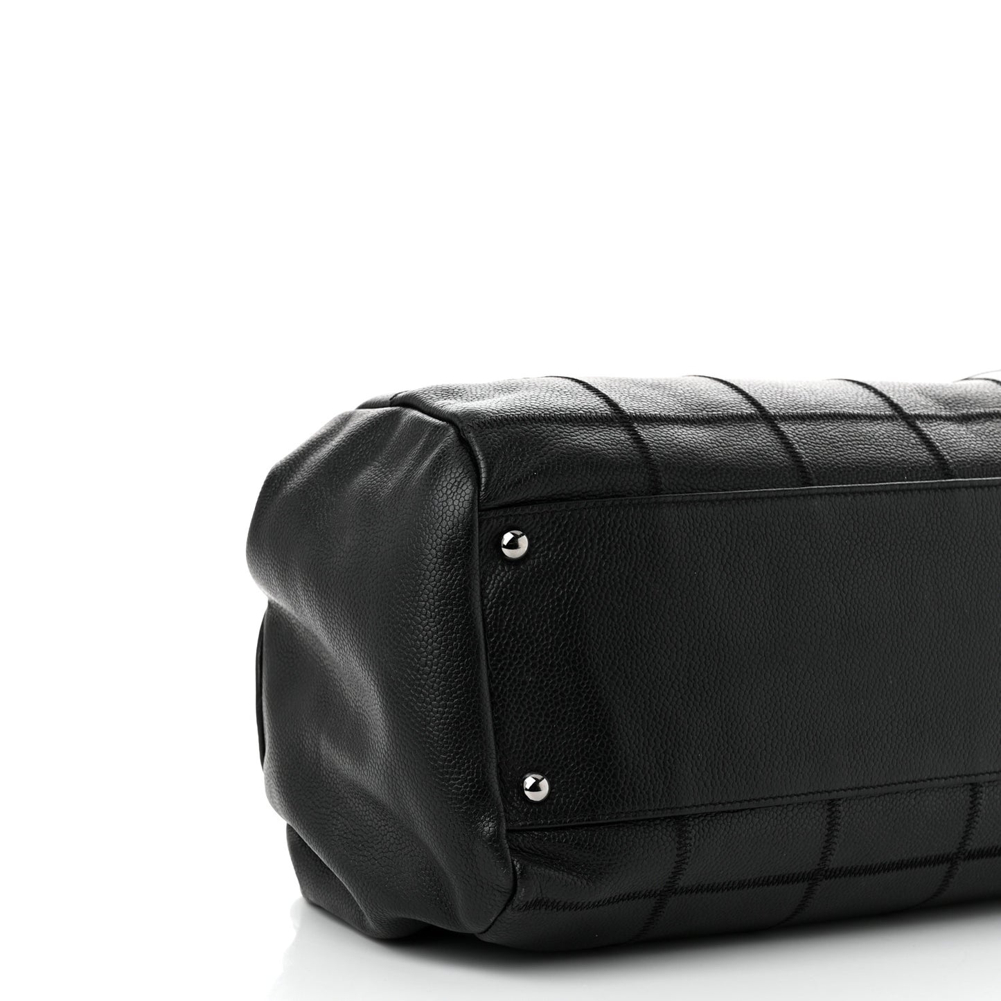 Caviar Square Stitched Large Satchel Black