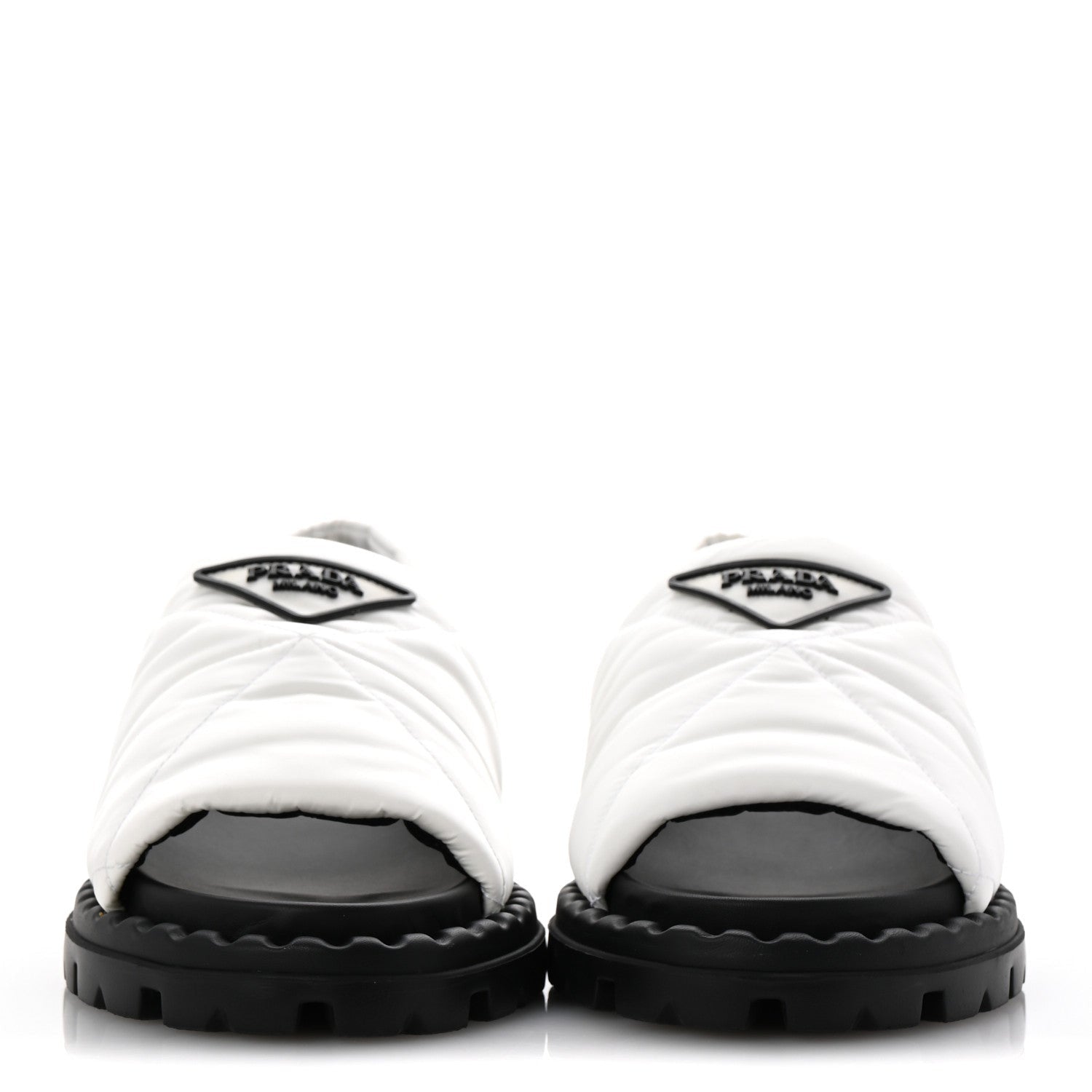 Prada Nylon Triangle Logo Padded Slingback Sandals 38 White 3 of 7