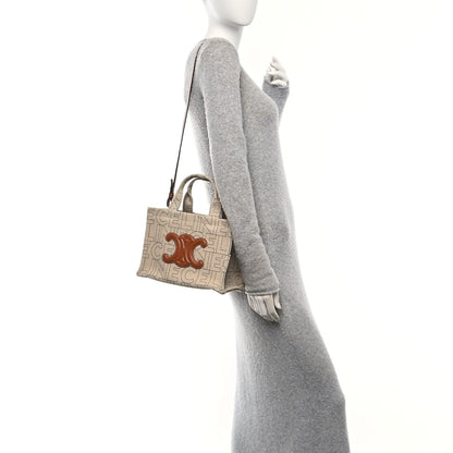 Celine Canvas Calfskin All Over Print Small Cabas Thais Natural Tan 2 of 7