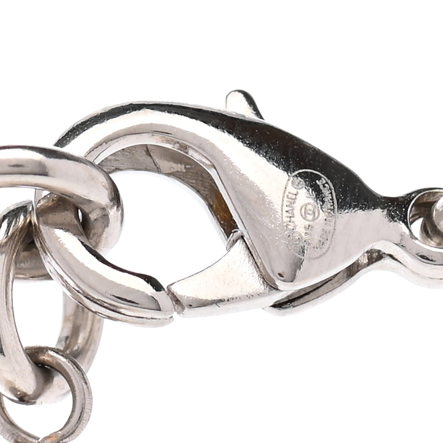 Crystal Pearl CC Long Necklace Silver