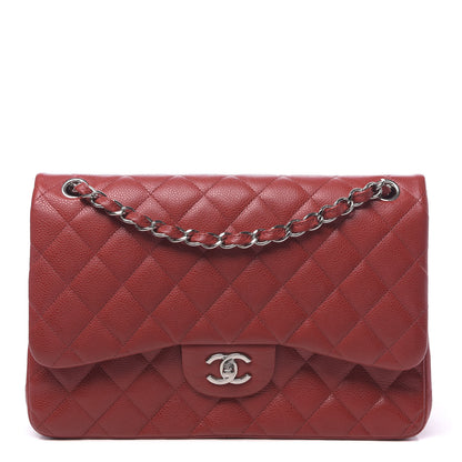 Chanel Caviar Quilted Jumbo Double Flap Red 1 of 12