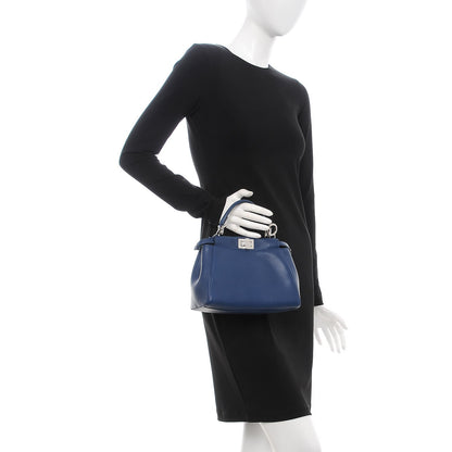 Fendi Nappa Mini Peekaboo Iconic Satchel True Blue 3 of 9