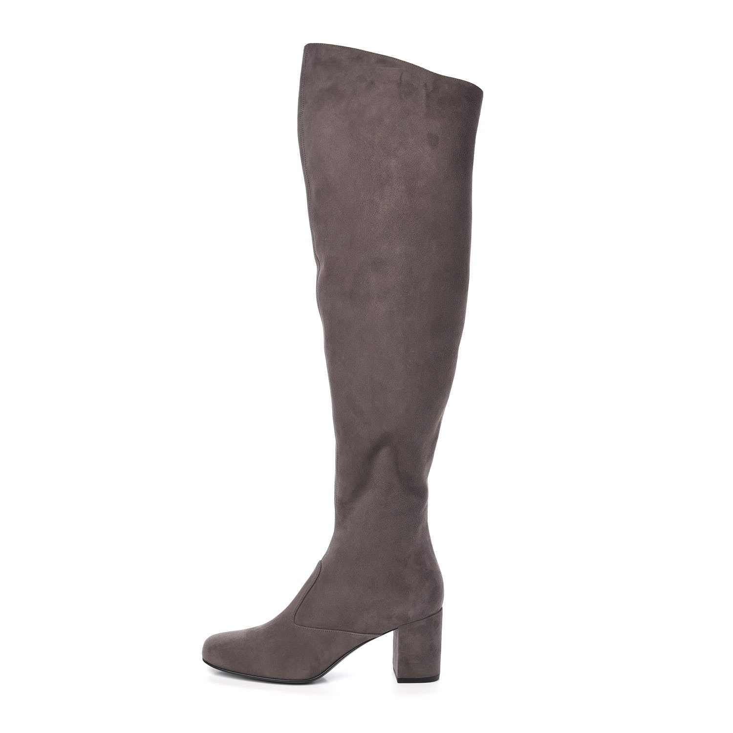 Saint Laurent Suede Babies Over The Knee Boots 36 Road Grey 1 of 9