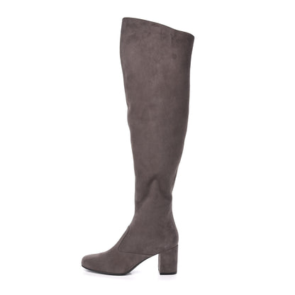 Saint Laurent Suede Babies Over The Knee Boots 36 Road Grey 1 of 9