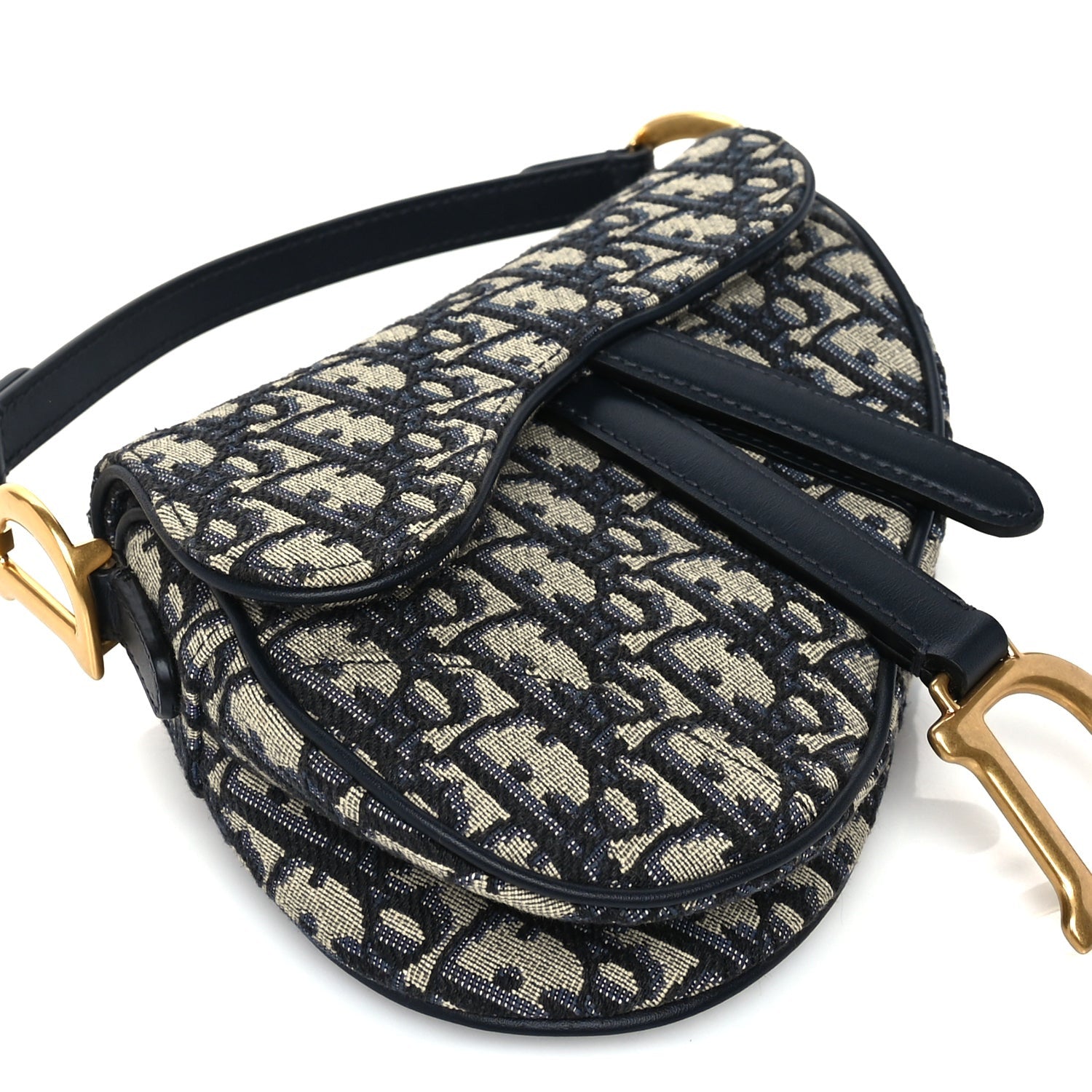 Christian Dior Oblique Mini Saddle Bag Blue 7 of 8