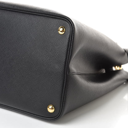 Prada Saffiano Cuir Large Double Bag Black Fuoco 9 of 9