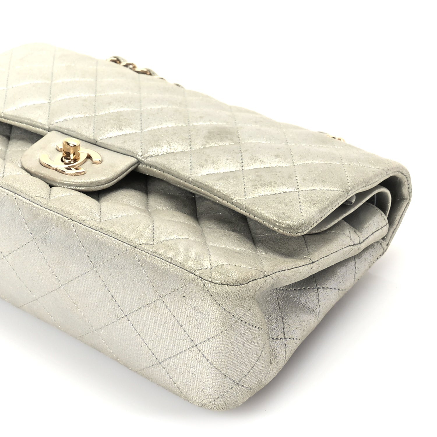 Chanel Iridescent Calfskin Quilted Medium Double Flap  Silver 8 of 9
