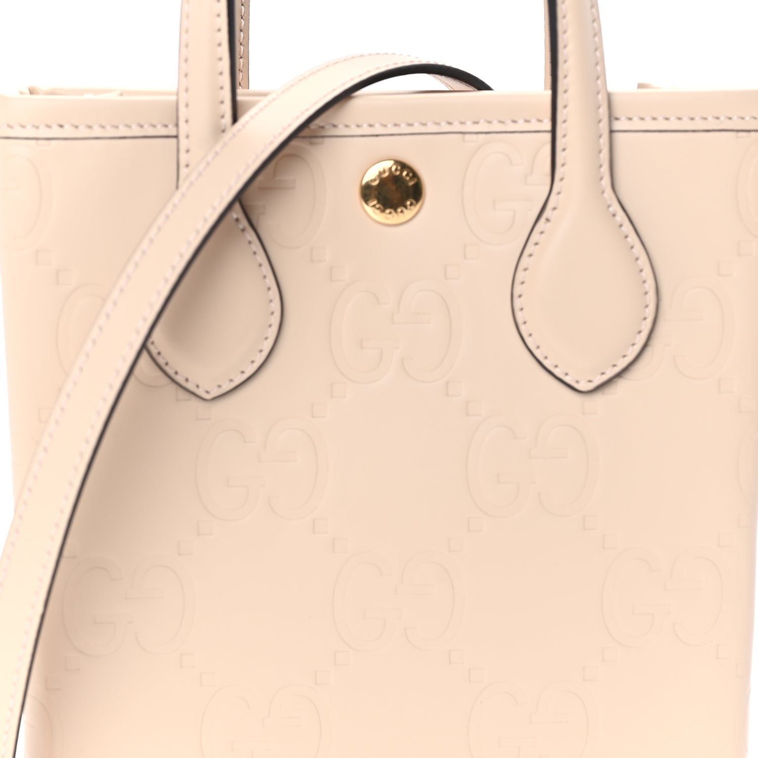 Gucci Gilbert Calfskin Jumbo GG Embossed Mini Tote Bag  Beige 6 of 7