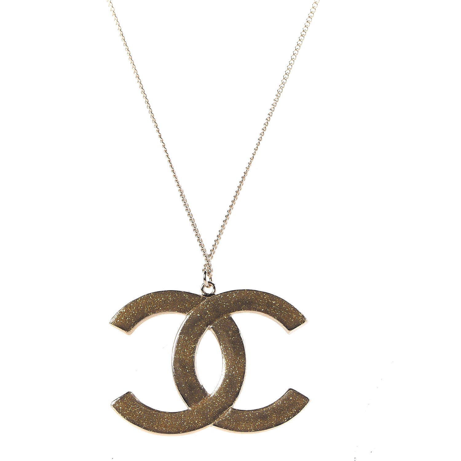 Chanel Crystal Quilted CC Pendant Necklace Gold 4 of 6