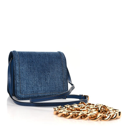 Versace Denim La Medusa Chain Shoulder Bag Navy Blue 3 of 7