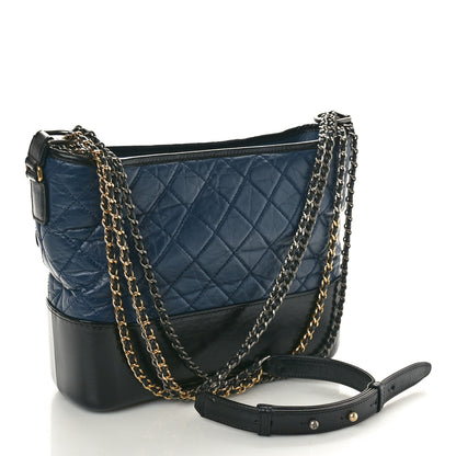 Chanel Aged Calfskin Quilted Medium Gabrielle Hobo Navy Black 2 of 10