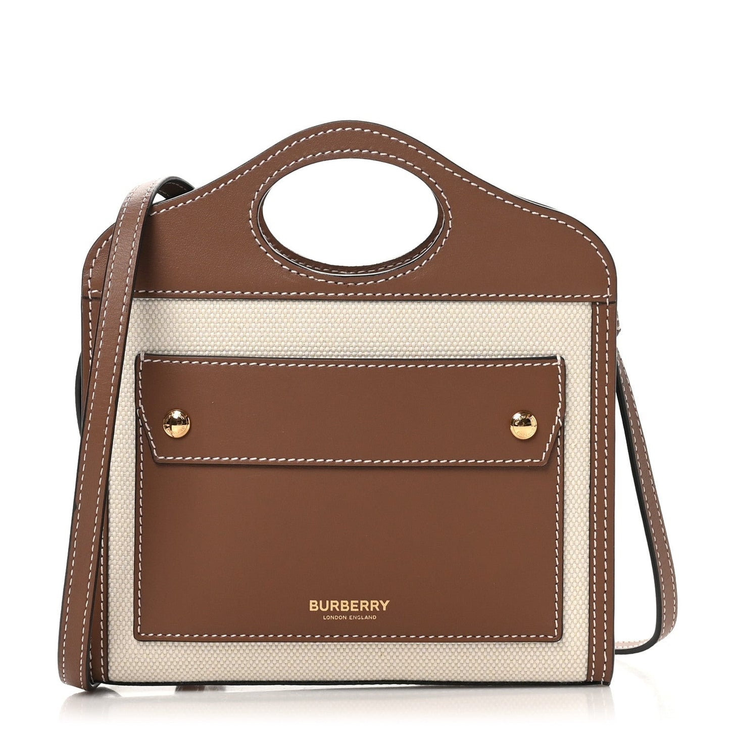 Smooth Calfskin Canvas Tone Micro Pocket Bag Malt Brown Tan