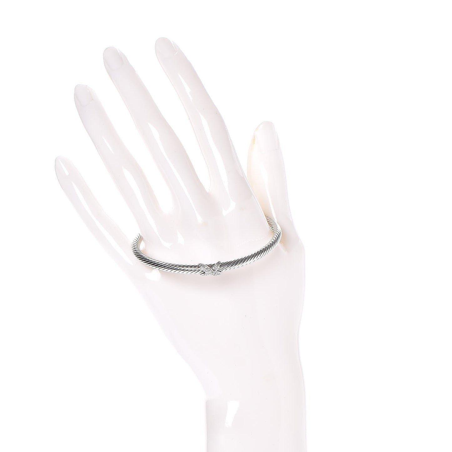 Sterling Silver Diamond 4mm X Cable Bracelet