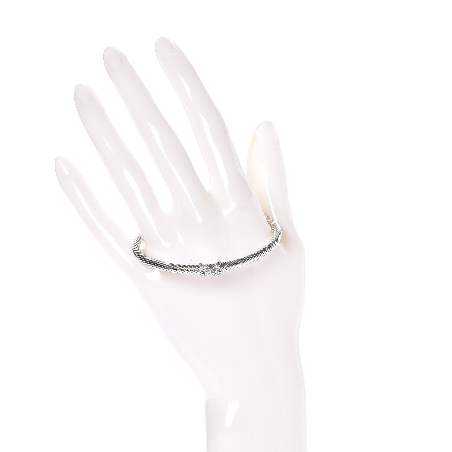 David Yurman Sterling Silver Diamond 4mm X Cable Bracelet 2 of 6