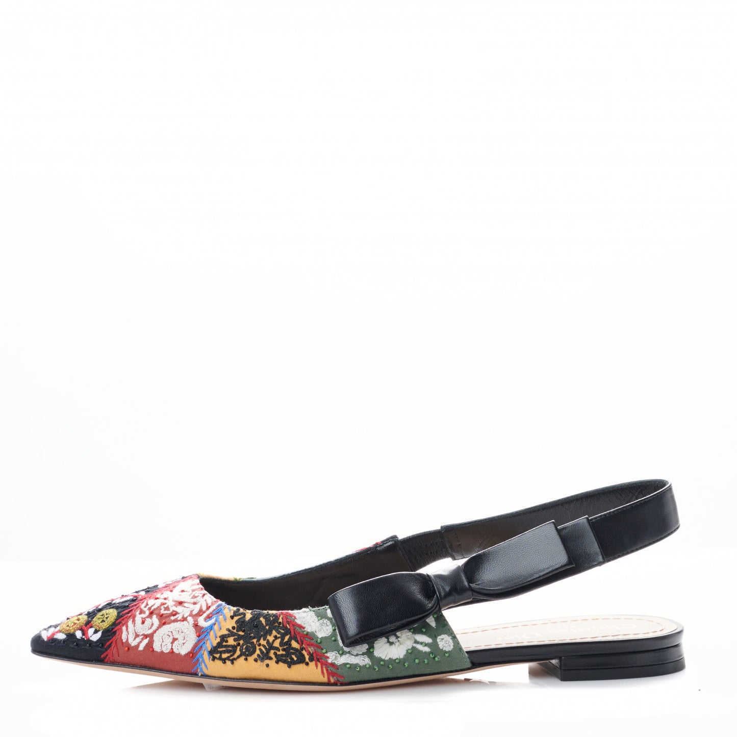 Patch Embroidered Sweet D Sling-Back Flats 38.5 Multicolor