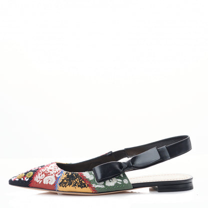 Christian Dior Patch Embroidered Sweet D Sling-Back Flats 38.5 Multicolor 1 of 9