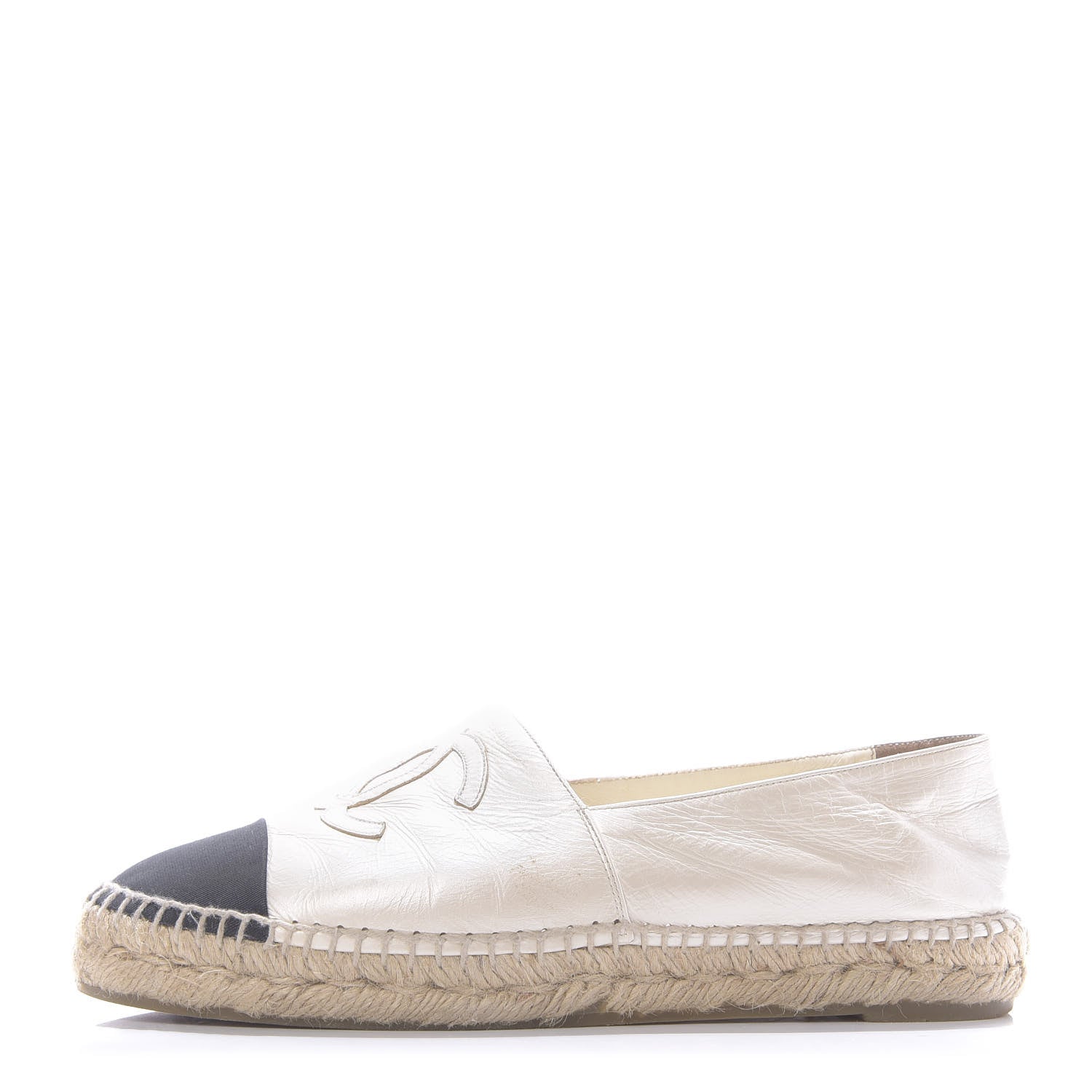 Chanel Lambskin CC Espadrilles 38 Beige Black 1 of 11