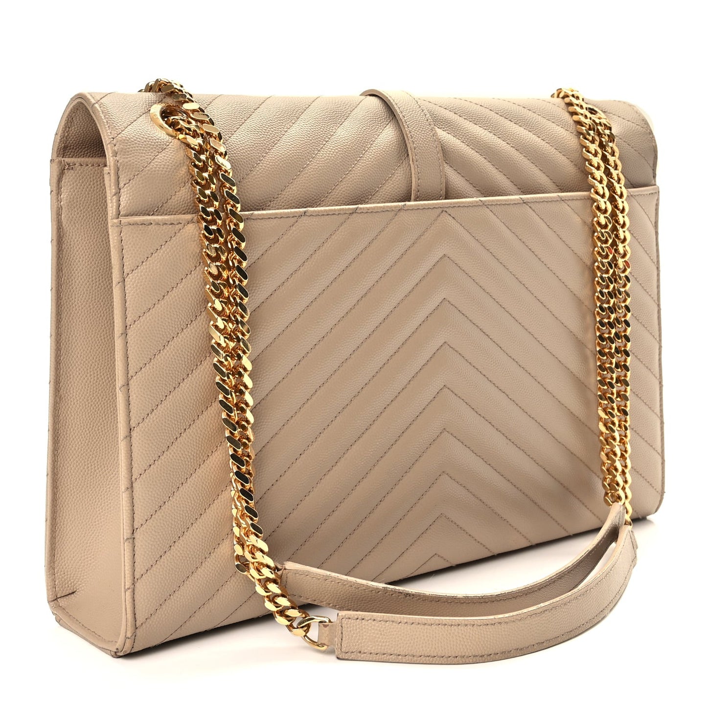 Grain De Poudre Matelasse Chevron Large Monogram Satchel Dark Beige