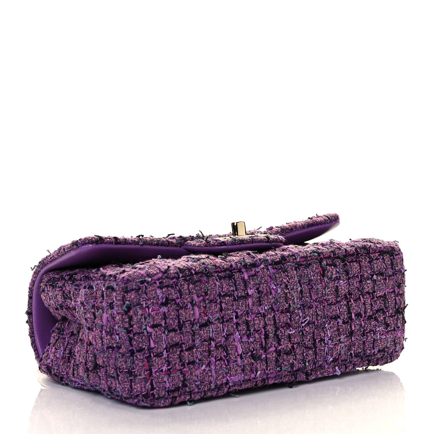 Chanel Tweed Quilted Mini Rectangular Flap Light Purple Pink Navy 9 of 36